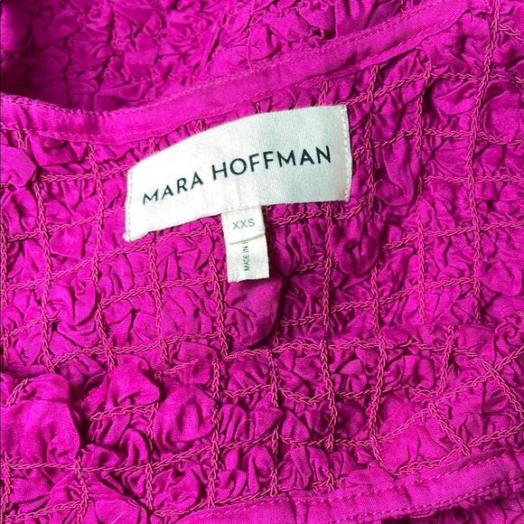 Mara Hoffman Sloan Popcorn Smocked Bodycon Berry Pink Midi Dress Size XXS - Picture 8 of 9